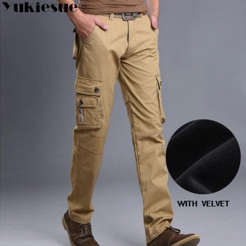 Tactical Pants Male Jogger Casual Plus Size Cotton Trousers winter warm fleece Multi Pocket Military Army Mens Cargo Pants