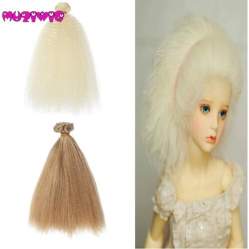 15/20*100cm Extension doll wigs Natural Color Curly doll hair for BJD SD Russian handmade clothing doll wigs