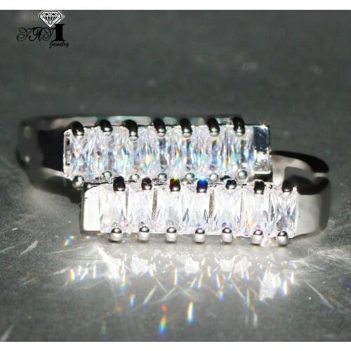 YaYI Jewelry Fashion Trendy long White Zircon Silver Color long Ear Earrings wedding Party Drop Hoop Stud Earrings Gifts