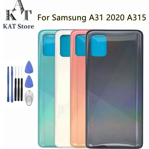 For SAMSUNG Galaxy A31 2020 A315 Battery Back Glass Cover Rear Door Housing Case with camera lens frame+adhesive + Tools