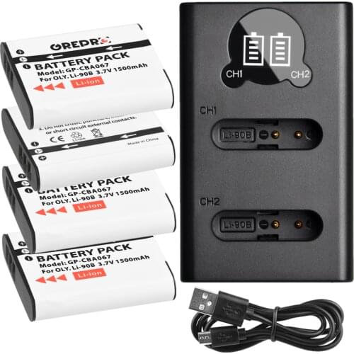 Li 90B Charger and Li-90B Li-92B Battery for Olympus Tough TG-4 TG-6 TG-5 TG-2 TG-1 IHS SH-1 SH-2 SH-60 SH-50 IHS, SP-100 HIS