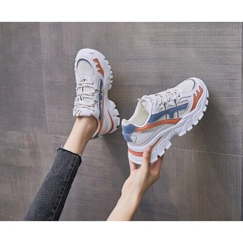 Women Shoes 2021 Breathable platform sneakers Women Mixed colors Lace Up running Shoes Women Increase sport Shoes Zapatos Mujer
