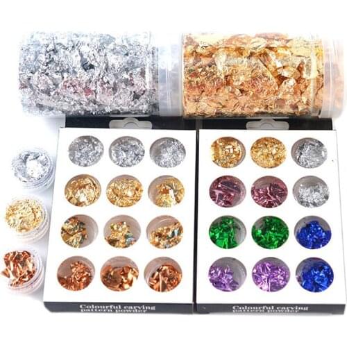 Gold Leaf Flakes for Gliding Arts Crafts Nail Decorations Painting Gold Foil Fragments Craft Paper Pieces gold Flakes potal