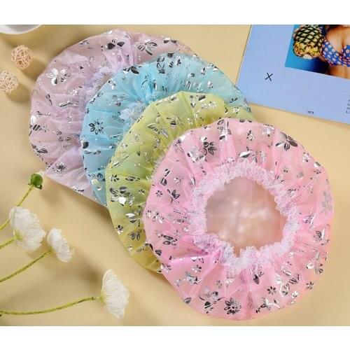1PC Wave Point Shower Cap Waterproof Thicken High Quality Hair Salon Elastic For Women Bath Hat Hair Cap Bathroom Products