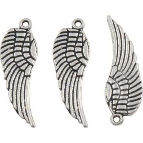 150pcs Angel Wing Charm Beads 12.4x25mm Tibetan Silver/Bronze Pendants Fashion Jewelry DIY L084