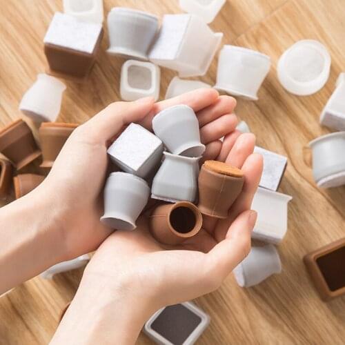 4-Piece Table Foot Cap Non Slip Chair Leg Wood Floor Protective Decorative Silicon Furniture Cover With Felt Pads