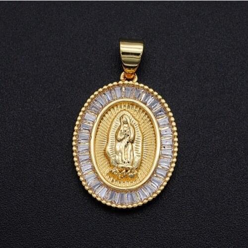 5pcs/lot 15x25mm CZ Zircon DIY Jewelry Virgin Mary Charm Pendant Wholesale Jewellwery Finding Supplies Bracelet Making Charm