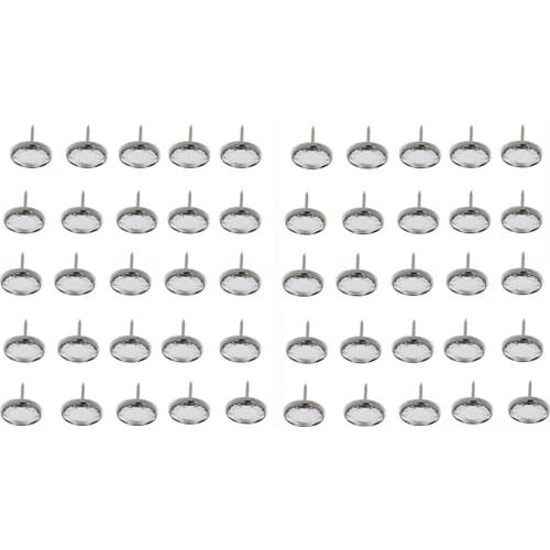 50pcs Crystal Sofa Headboard Buttons Nail Tacks for Home Upholstery Decoration Silver 20mm