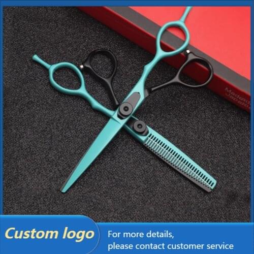Stainless steel 6.0 inches flat cutting teeth scissors hairdressing scissors bangs dozen thin scissors set wholesale