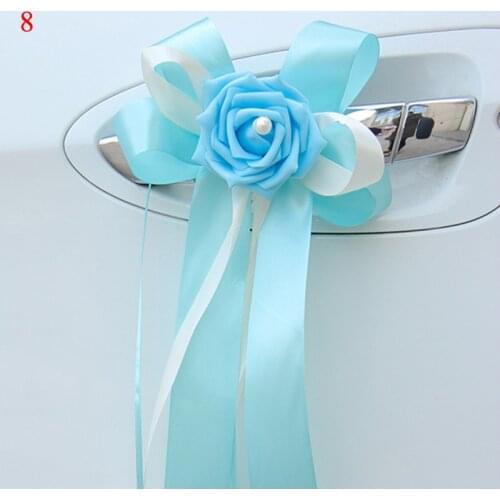 Car Door Handles Flower Wedding Car Rearview Mirror Flower Multicolor Wedding Car Decor Flowers Wed Party Festival Supplies