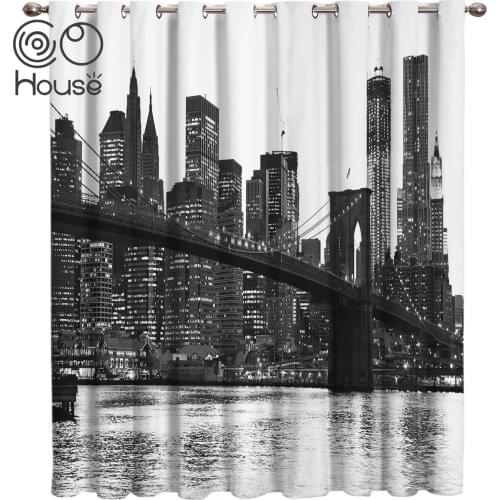 COCOHouse Black And White Urban Architecture Window Treatments Curtains Valance Window Curtains Dark Living Room Bathroom