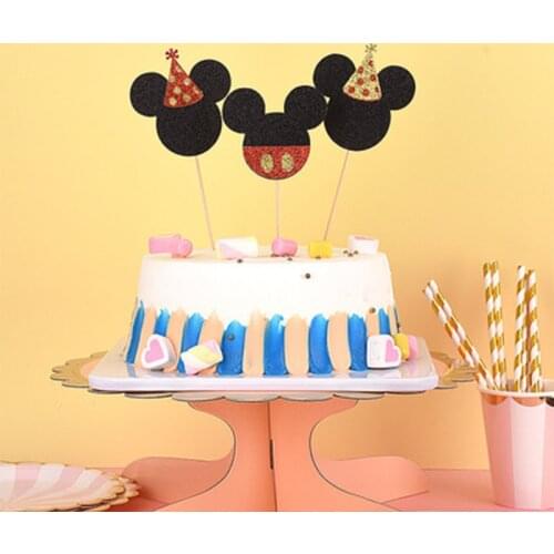 Disney Mickey Minnie Mouse Baby Shower Party Cake Cupcake Toppers Cake Flag Birthday Party Decoration Anniversaire Cake Supplies