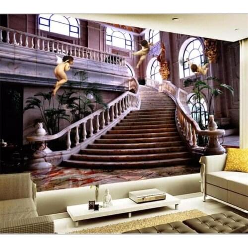 Beibehang Mural wallpaper custom home decor living room bedroom photo 3D stereo European hall angel staircase paradise mural
