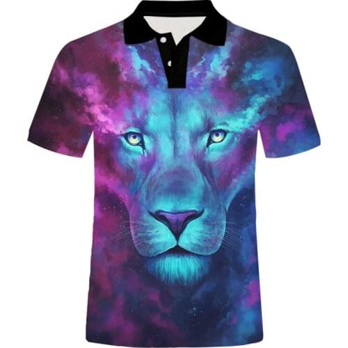 IFPD EU Size Hot Sale 3D Printing Polo T Shirt Mens Short Sleeve Polo Shirt Color Starry Lion Summer Casual Oversize Funny Tops