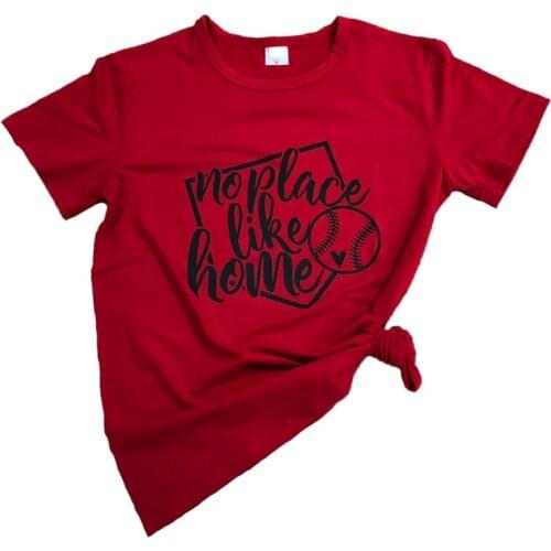No Place Like Home T-Shirt Funny Letter Grunge Stylish Tee Short Sleeve Heart Place Baseball lover tops Vintage quote t shirts