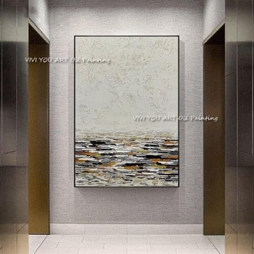 Handmade Oil Painting On Canvas Abstract Landscape Thick Oil Canvas Painting Wall Decor seascape Wall Art Modern Paintings