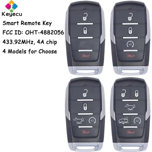 KEYECU Smart Prox Remote Key With 3 4 5 6 Buttons 433.92MHz 4A Chip for Dodge Ram 1500 Pickup 2019 2020 Fob FCC ID: OHT-4882056