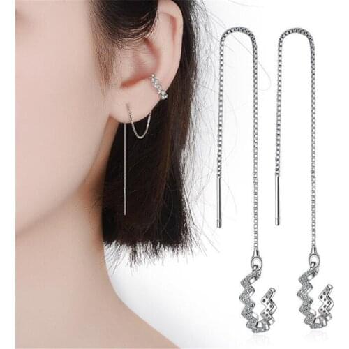 Metal Earring Fringe Ear Line Tassel Earring For Women Japanese And Korean Version Wild Zircon Jewelry Silver Color Vintage Gift
