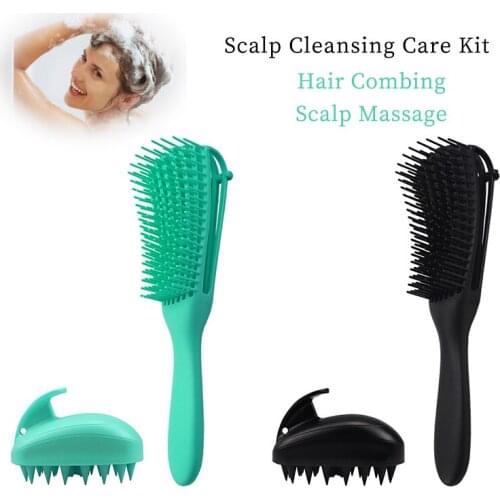 Scalp Cleansing Care Kit Rakes For Scalp Massage Women Tangled Hair Brush Bath Mouse Type Silicone Shampoo Brush