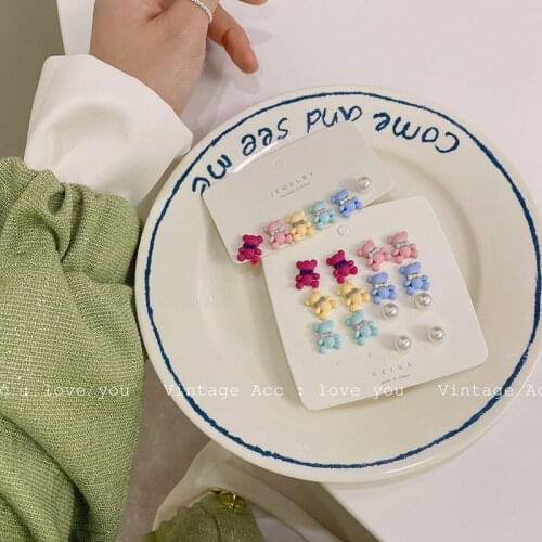 Bear Earring set Jewelry Vintage Hoop Cute Kawaii Accessories Personalized Gift Piercing Designer Wholesale for Women earings