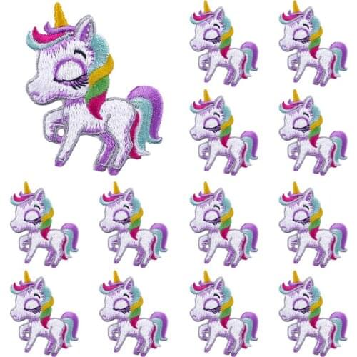Prajna 10PCS Rainbow Unicorn Patch Iron on Embroiderd Patches for Clothes Cute Applique Sticker On Clothes Kids Cartoon Badge