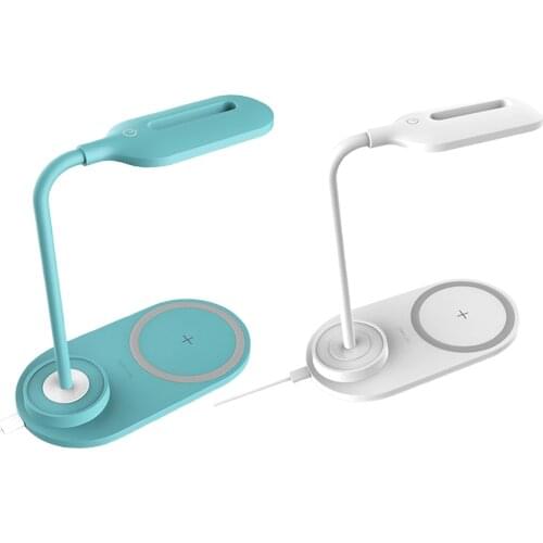 Dimmable LED Desk Lamp Home Room Bed Reading Light Table Lamp 10W Wireless Phone Charger Charging Pad For Office Lighting