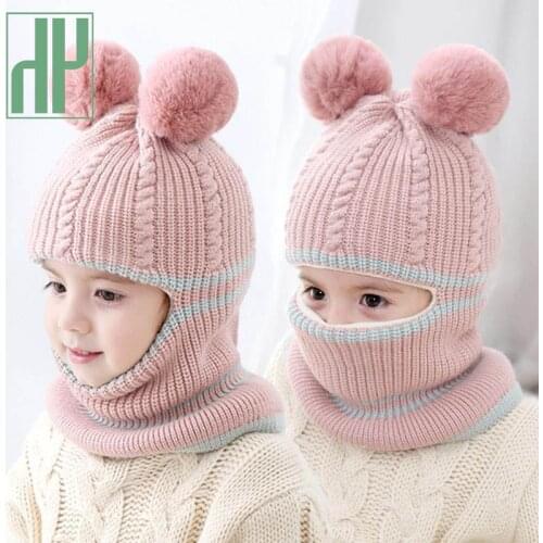 HH New Kids Cap 2021 New Winter Baby Girl Cartoon Knitting Hat Kids Casual Warm Thicken Hat Boys For Children 2-6 Years Old