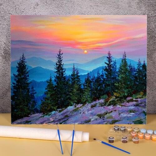 Landscape Quiet Sunset Coloring By Numbers Painting Set Acrylic Paints 40*50 Boards By Numbers Decoration Kids Drawing