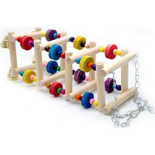 Parrots Parakeet Parrotlet Budgie Lovebird Ladder Toy Wooden Swing Random