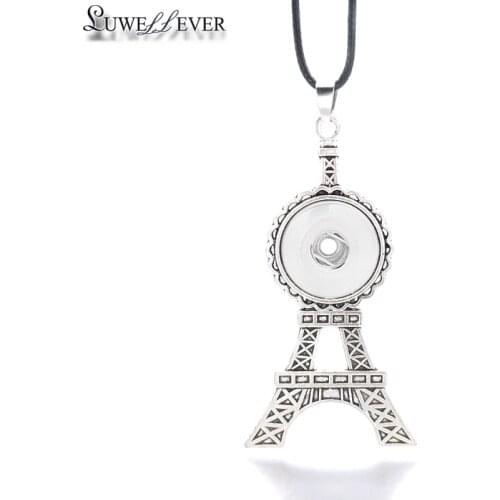 Hot Interchangeable Eiffel Tower Ginger Necklace 095 Fit 18mm Snap Button Pendant Necklace Charm Jewelry For Women Gift