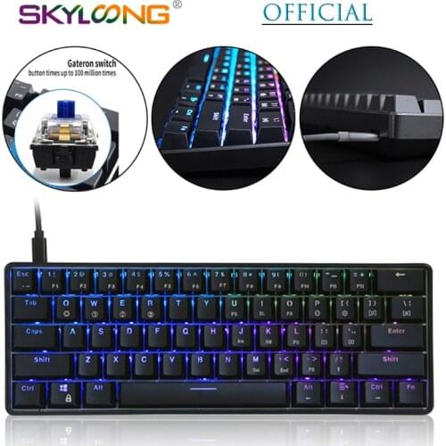 Skyloong Mini Portable 60% Mechanical Keyboard Wireless Bluetooth Gateron Mx RGB Backlight Gaming Keyboard GK61 SK61