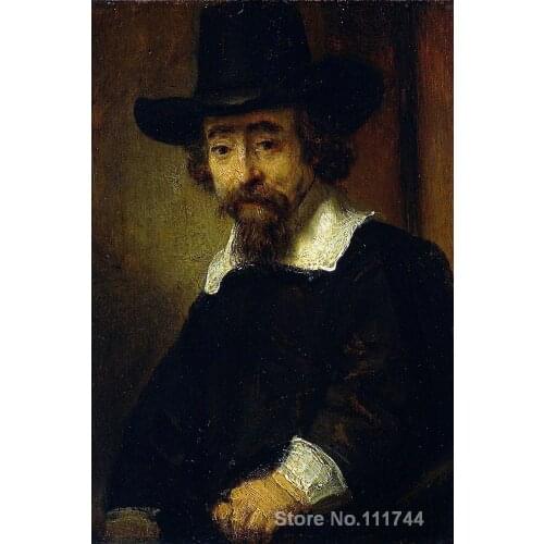 Portrait painting Dr Ephraim Bueno Jewish Physician and Writer Rembrandt van Rijn art reproduction High quality Hand painted