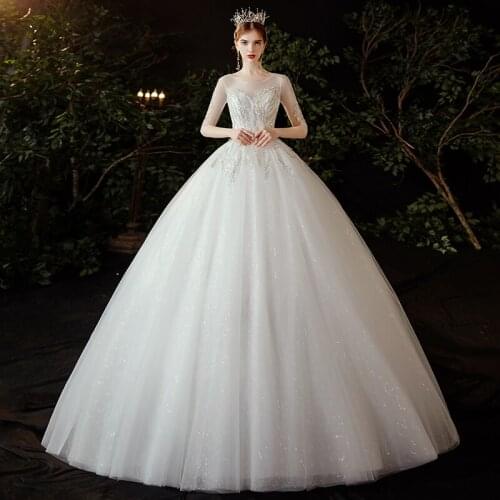 Simple Half Sleeve Wedding Dress Shining Sequins Beading Wedding Gown Plus Size Custom Made Bridal Dresses Vestido De Noiva