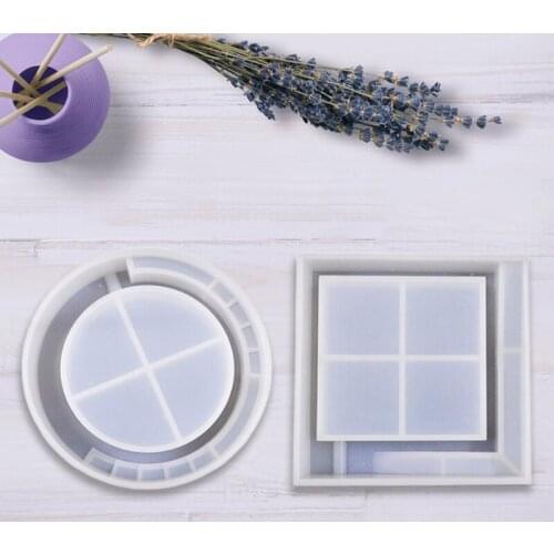 R58E Round/Square Ladder Ashtray Mold is Suitable for Epoxy Resin Diy Craft Box Jewelry Making Home Decoration