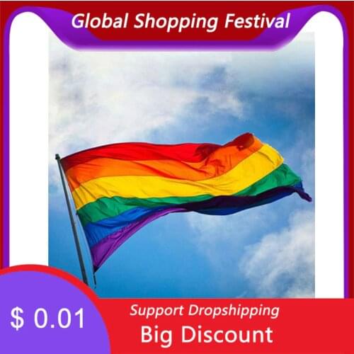 Rainbow Flag Colorful Rainbow Peace Flags Lesbian Gay Parade Flags Banner LGBT Pride LGBT Flag Home Decoration 3 sizes #OW
