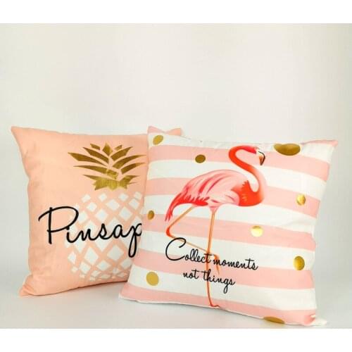 Pink Cushion Cover Flamingo Pineapple Pillow Case For Sofa Couch Bed Home Decor 45*45cm Girls Room