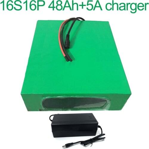 With 5A charger 60V 48Ah 16S16P 18650 Li-ion Battery electric two Three wheeled motorcycle bicycle ebike 310*305*70mm