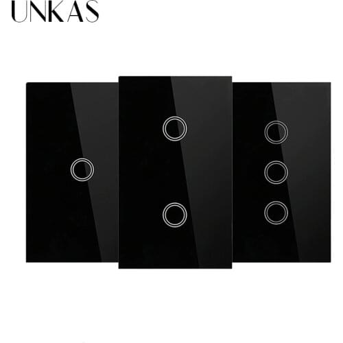 UNKAS US Standard Smart Switch 1/2/3 Gang 1 Way Touch Sensor Switch Single Fire Line Wall Light Only Touch Function Switch