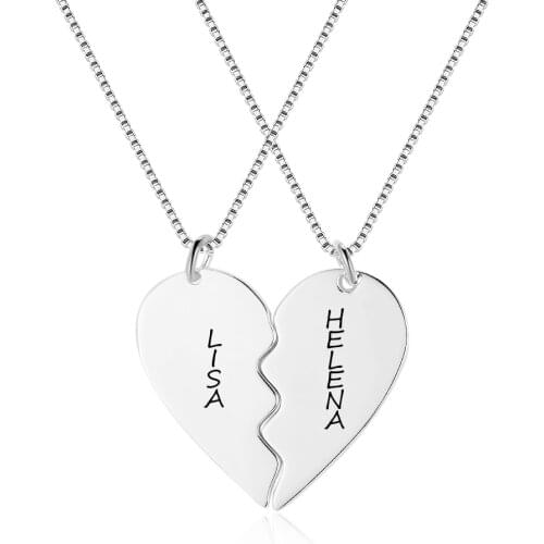 Heart Shape Personalized Necklaces & Pendants DIY 2 Names For Women Stainless Steel Jewelry Romantic Gift Valentines Day
