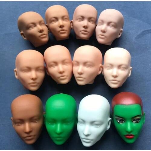 FR Super Model PARKER Doll Bald Head DIY Learning Painting Tools Makeup Practice Doll Empty Head White Beige Brown 1/6 Doll Part