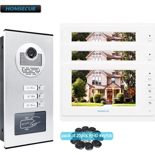 HOMSECUR 7" 4 kit for choice Video&Audio Smart Doorbell With Outdoor Monitoring for 2, 3, 4, 6 Apartments available