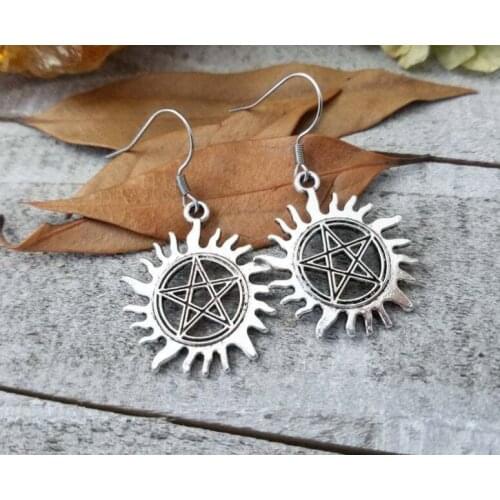 Pentagram Dangle Earring Pagan Goddess Jewelry For Women