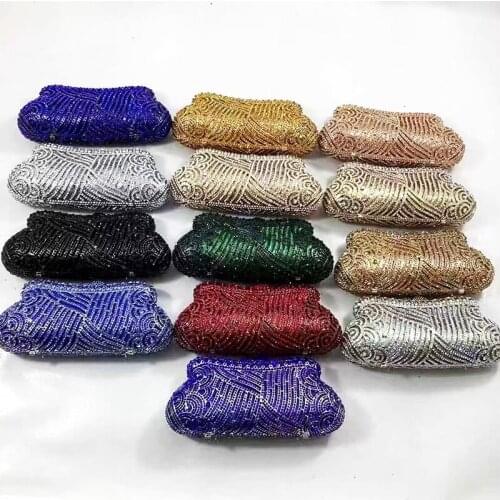 XIYUAN 11 Colors Strip Diamond Clutch Purse Evening Purse Blue/Black/Green Women’s Crystal Wedding Clutches Ladies Mini Handbags