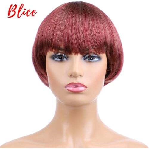 Women Synthetic Wigs Mix Color Short Straight Bobo Hairstyle Heat Resistant Full Hair Wig 27/350 Freeshipping