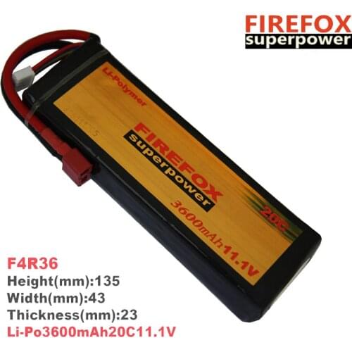1pcs 100% Orginal FireFox 11.1V 3600mAh 20C Li Po AEG Airsoft RC Battery F4R36