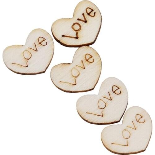 100pcs/pack Wood Heart Patch Wood Color Love DIY Patch Wooden Home Wedding Party Decoration Scatter Crafts