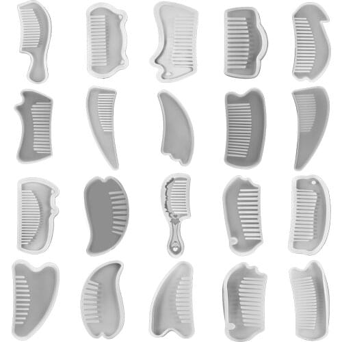 20 Style 3D Comb Silicone Molds UV Epoxy Resin Molds Cute Cosmetic Tools Casting Mould for DIY Crafts Jewelry Making Decorations