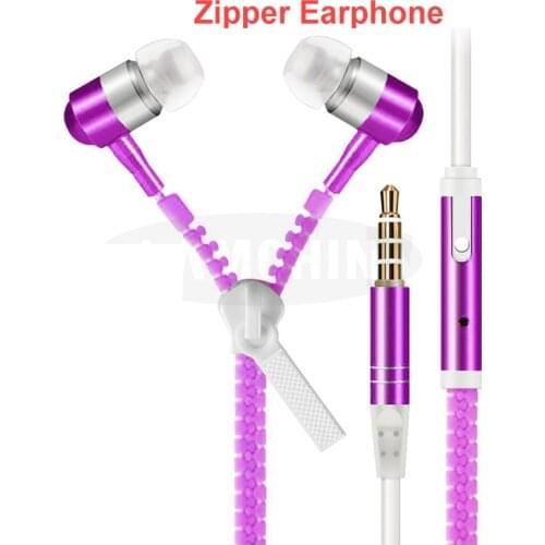 5 Colors Night-Luminous Earphone for iPhone Xiaomi Huawei Super Bass Full Glowing Metal Zipper Ear phones with Microphone