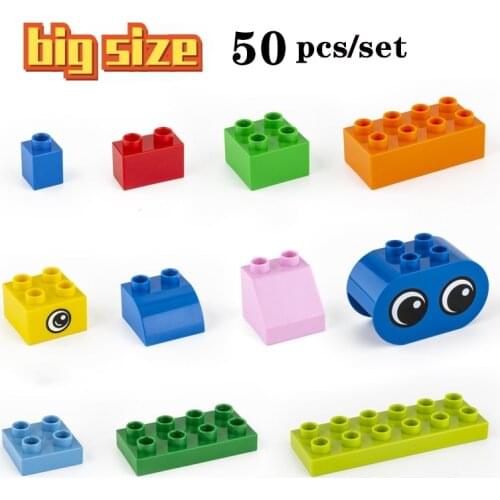 50pcs/set DIY Blend Big Brick Kindergarten Education Building Blocks Compatible With Lego Large Bricks Toys For Children