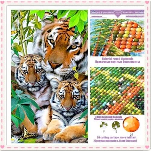 2019 the Rocket speed,High-quality Diy diamond painting tiger family 100% full Round/square diamond embroidery for CHRISTMAS GIF